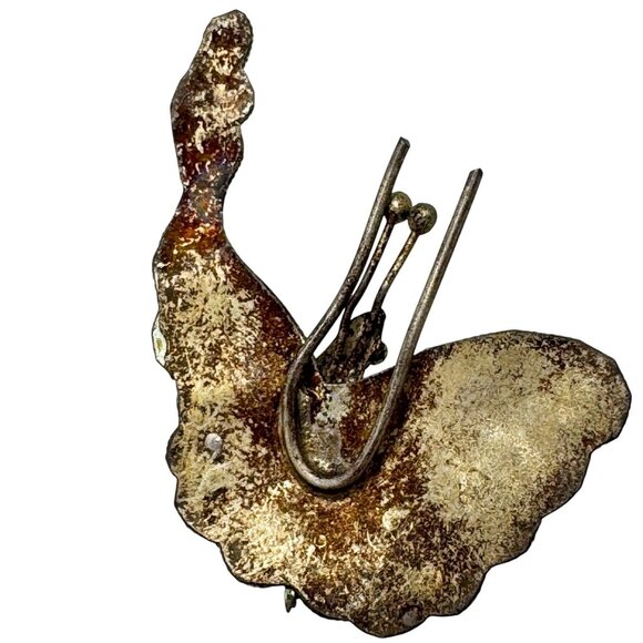 Vtg Kingfisher Blue Feather Butterfly Pin Brooch Hair Comb Piece Decor Coral #12 - Picture 3 of 5